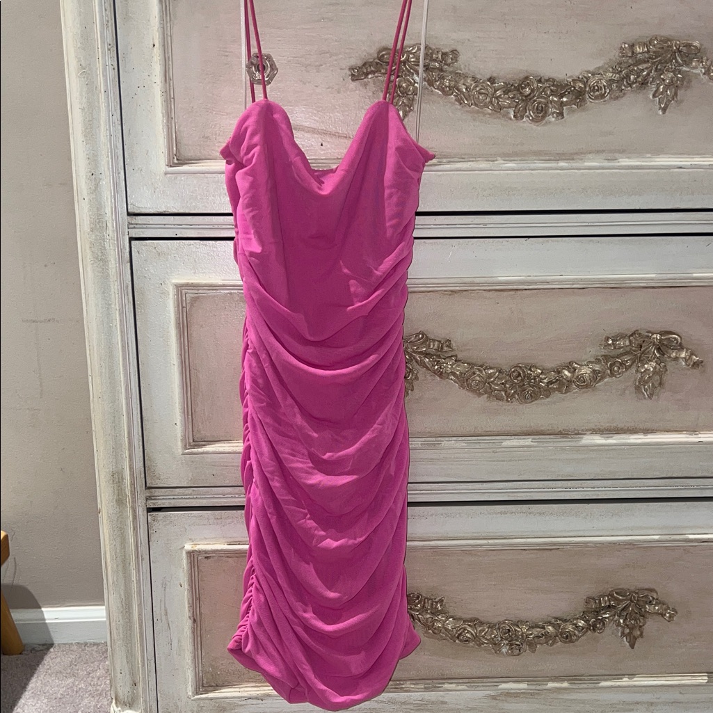Princess Polly Hot Pink Ruched Mini Dress Sz 0